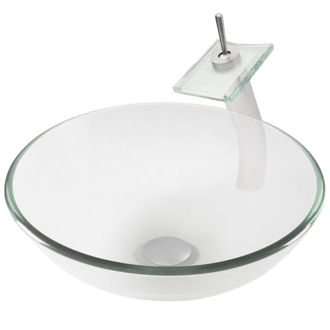 Round Clear Glass Vessel Bathroom Sink Combo Series NSFC-8048011