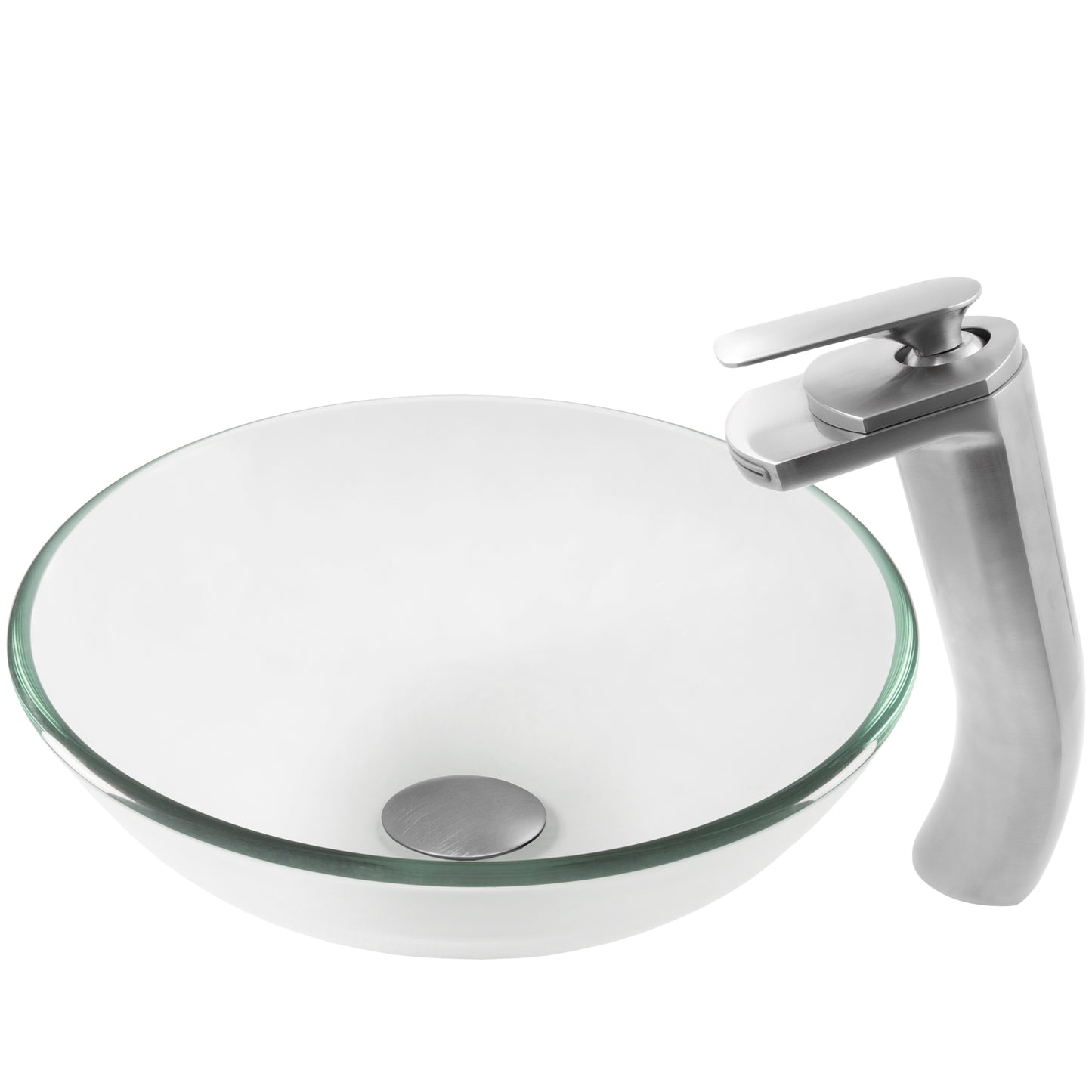 Round Clear Glass Vessel Bathroom Sink Combo NSFC-8048057BN