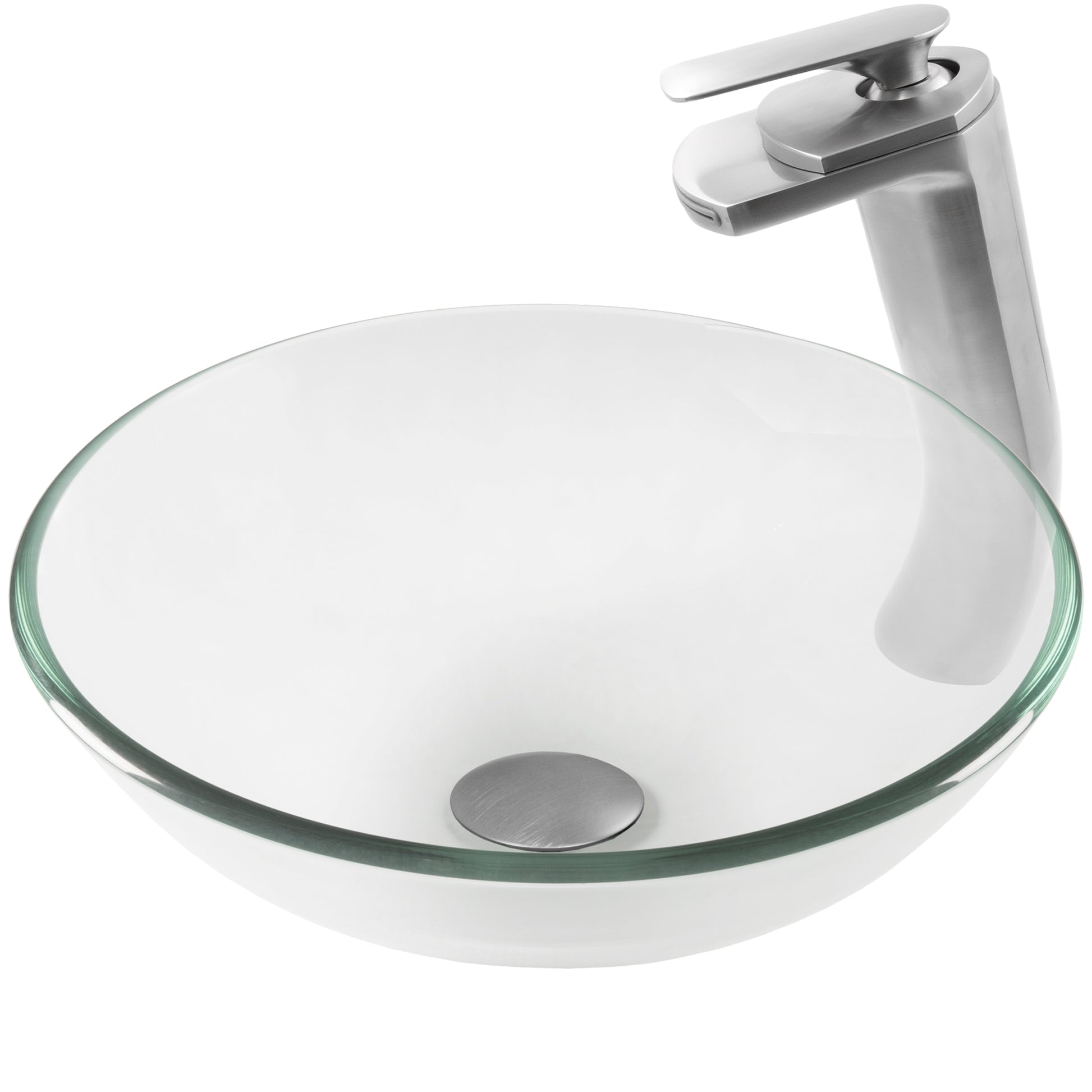 glass vessel sink and faucet set
