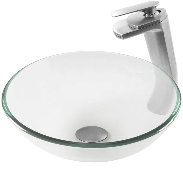 glass vessel sink and faucet set