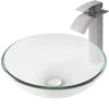 clear glass vessel sink and faucet set
