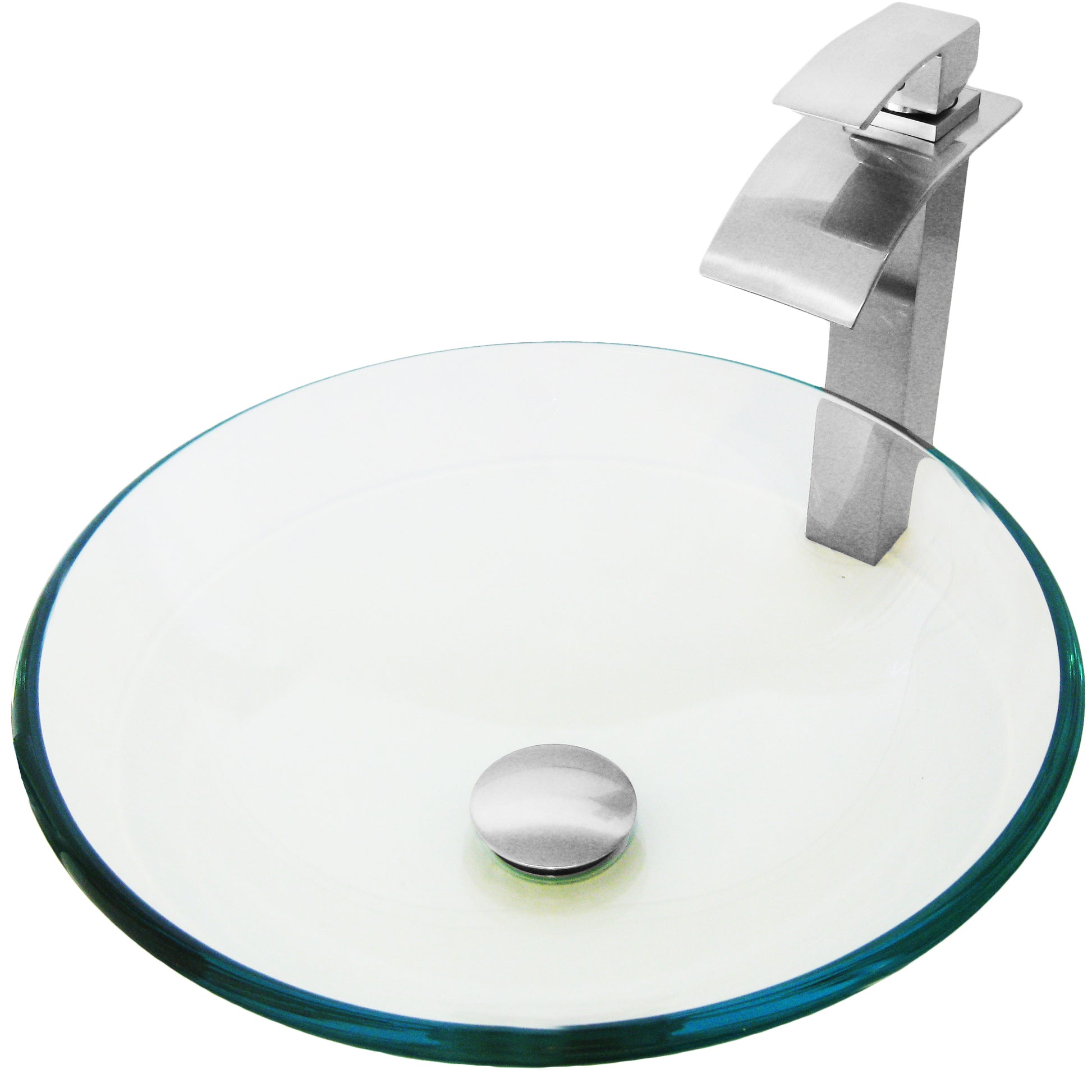 clear glass vessel sink and faucet set