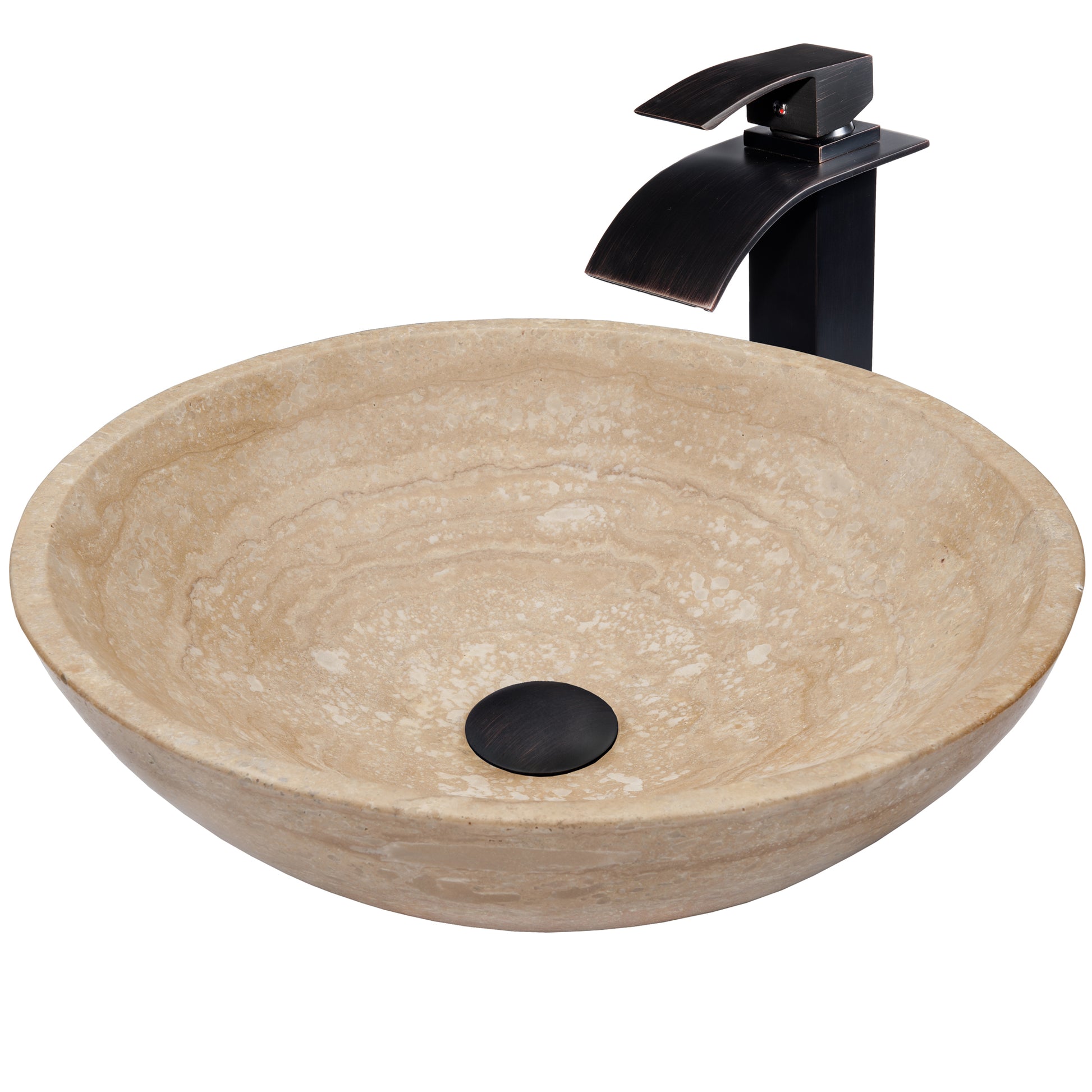 Beige travertine natural stone faucet set
