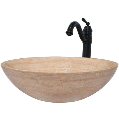 travertine vessel sink with faucet set
