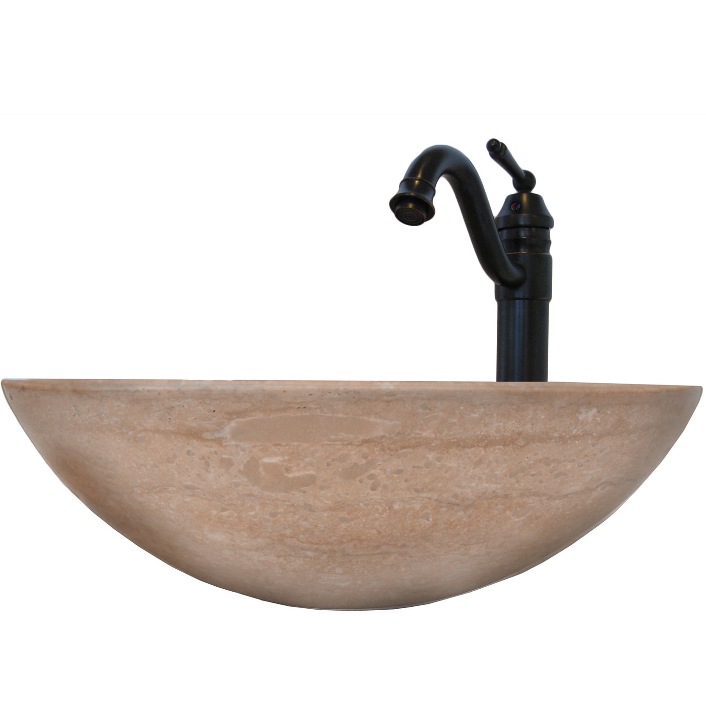travertine vessel sink with faucet set