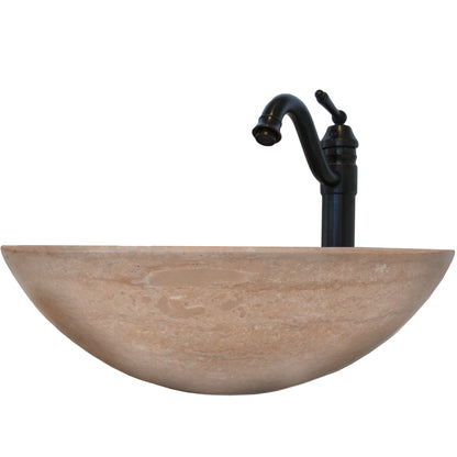 travertine vessel sink with faucet set