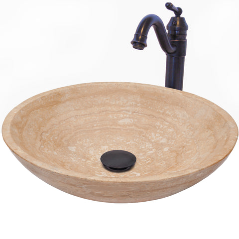 travertine vessel sink with faucet set