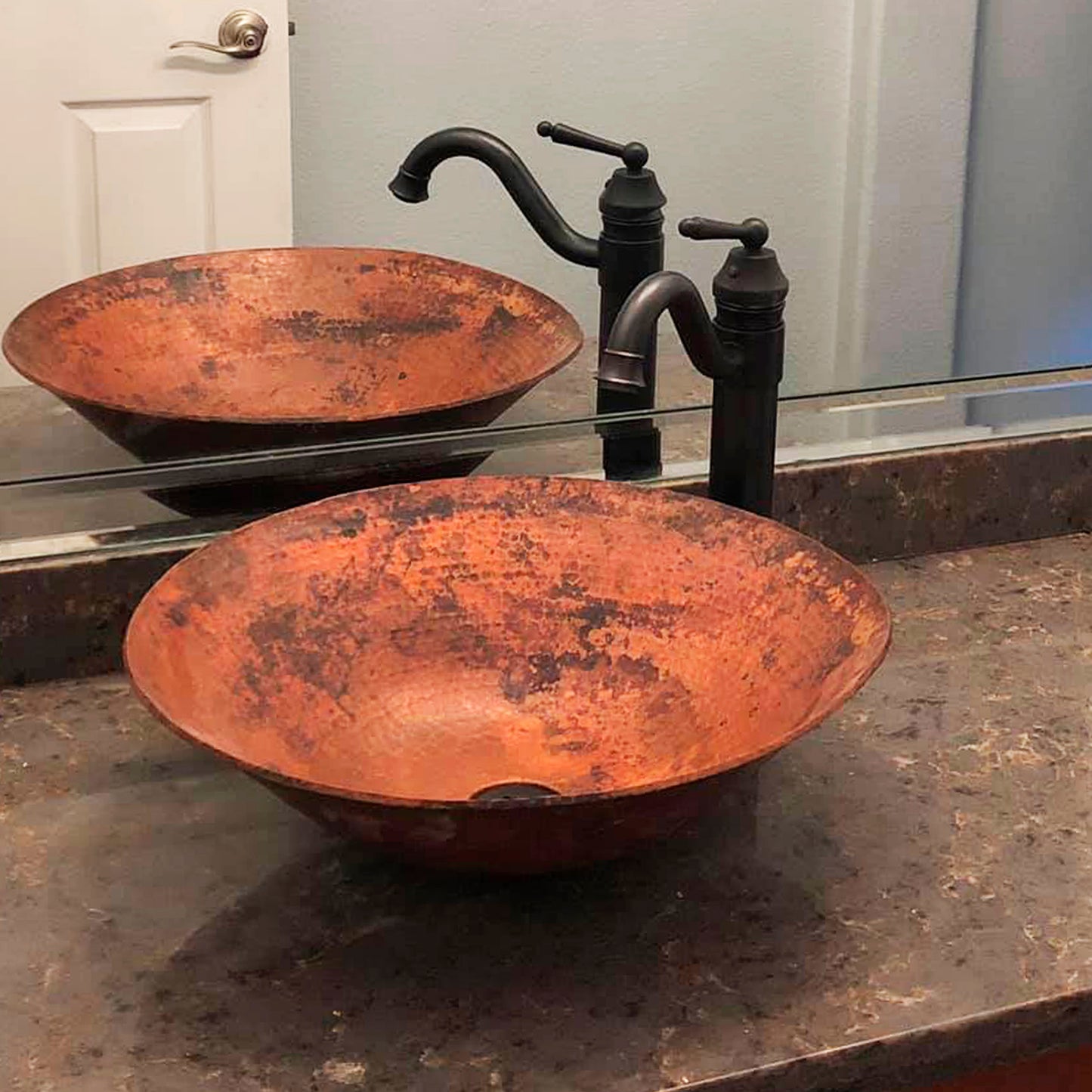 Hammered Copper Vessel Bathroom Sink Combo NSFC-CV002NA359ORB