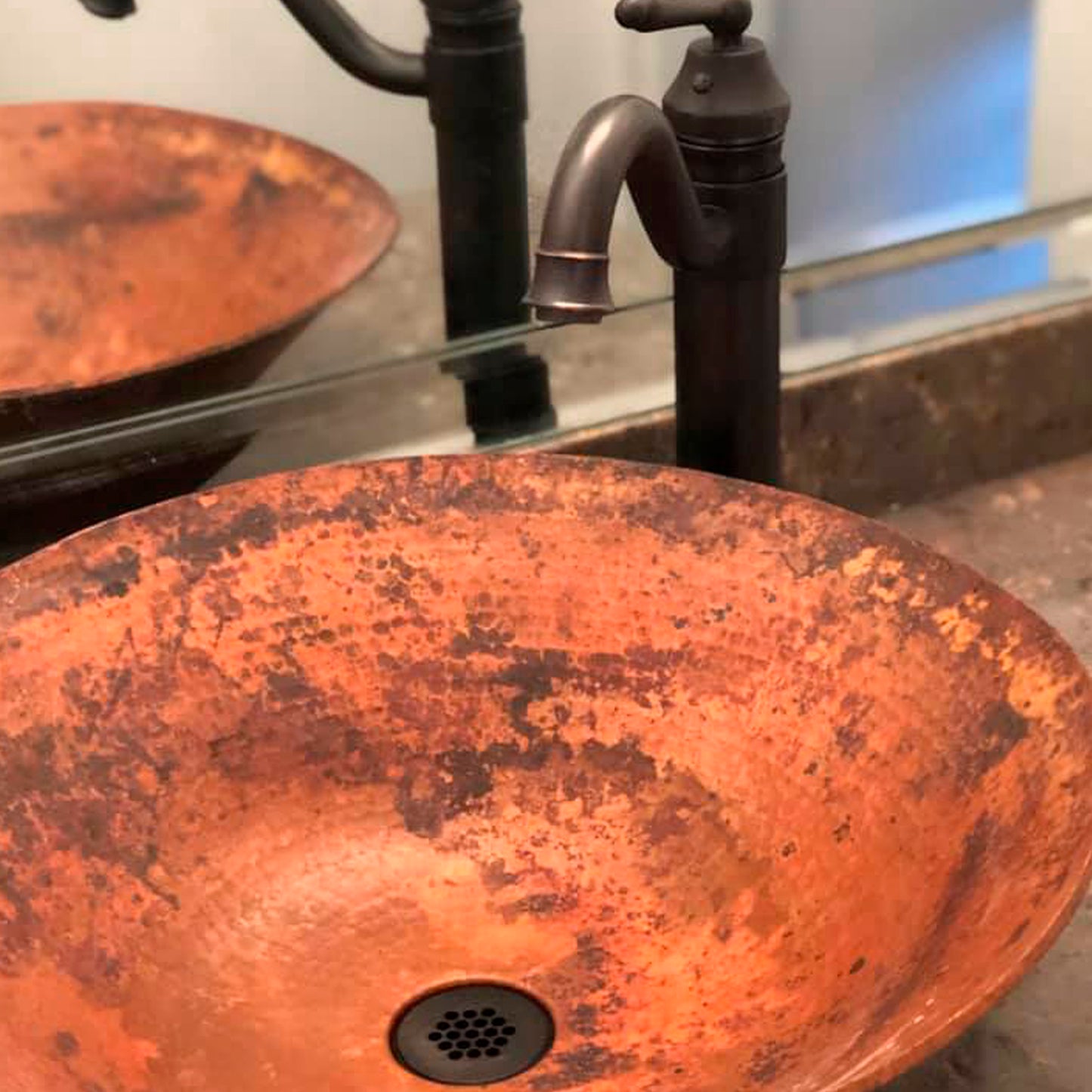 Hammered Copper Vessel Bathroom Sink Combo NSFC-CV002NA359ORB
