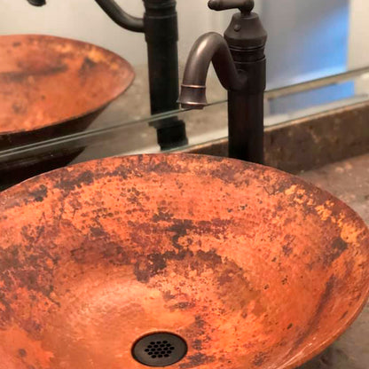 Hammered Copper Vessel Bathroom Sink Combo NSFC-CV002NA359ORB
