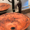 Round Hammered Copper Vessel Sink in Natural TCV-002NA