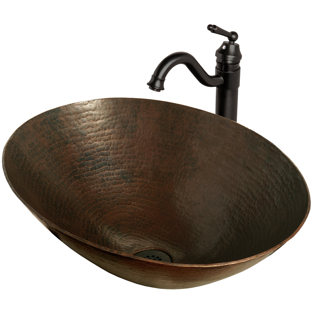 oval copper vessel bath sink combo set