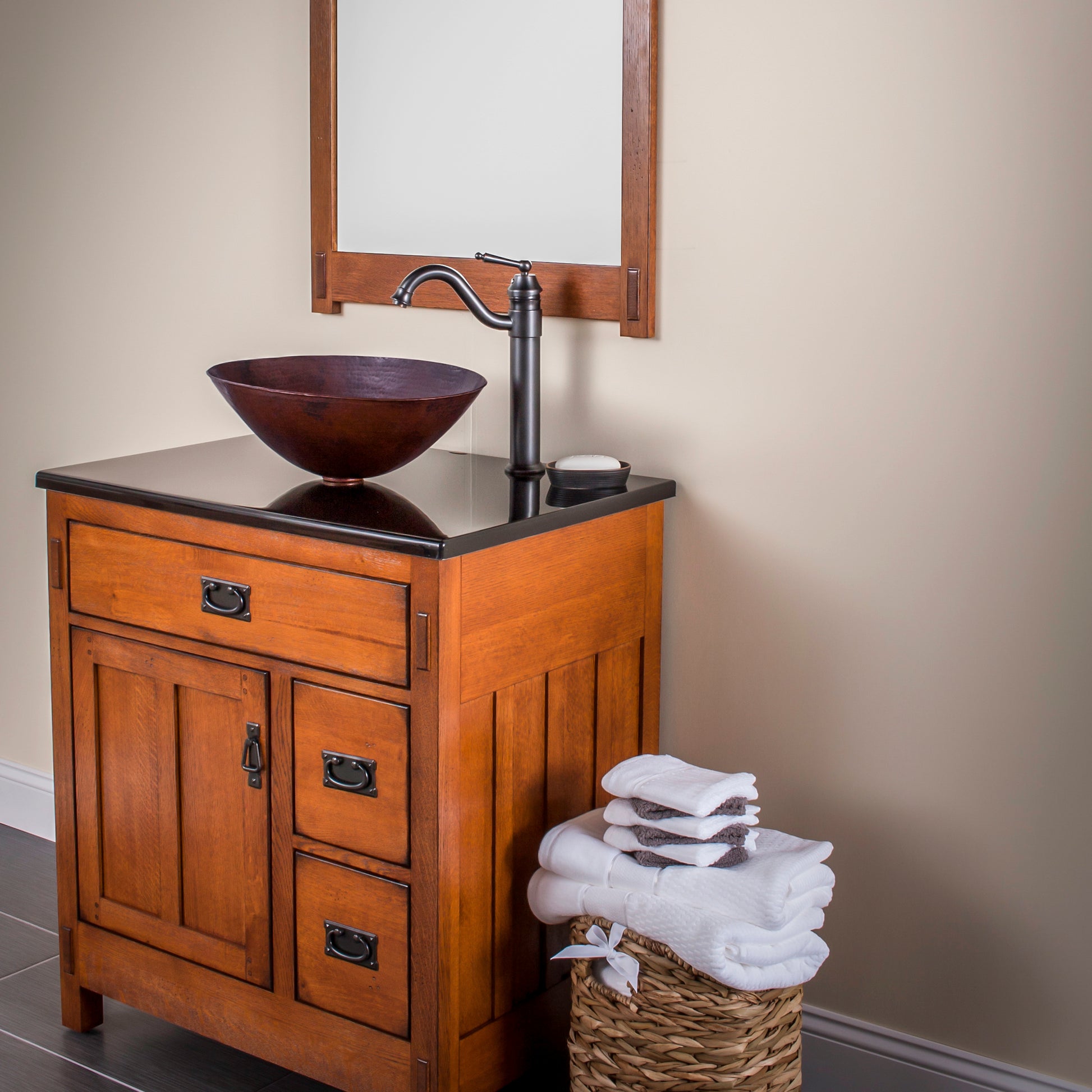 oval copper vessel bath sink combo set