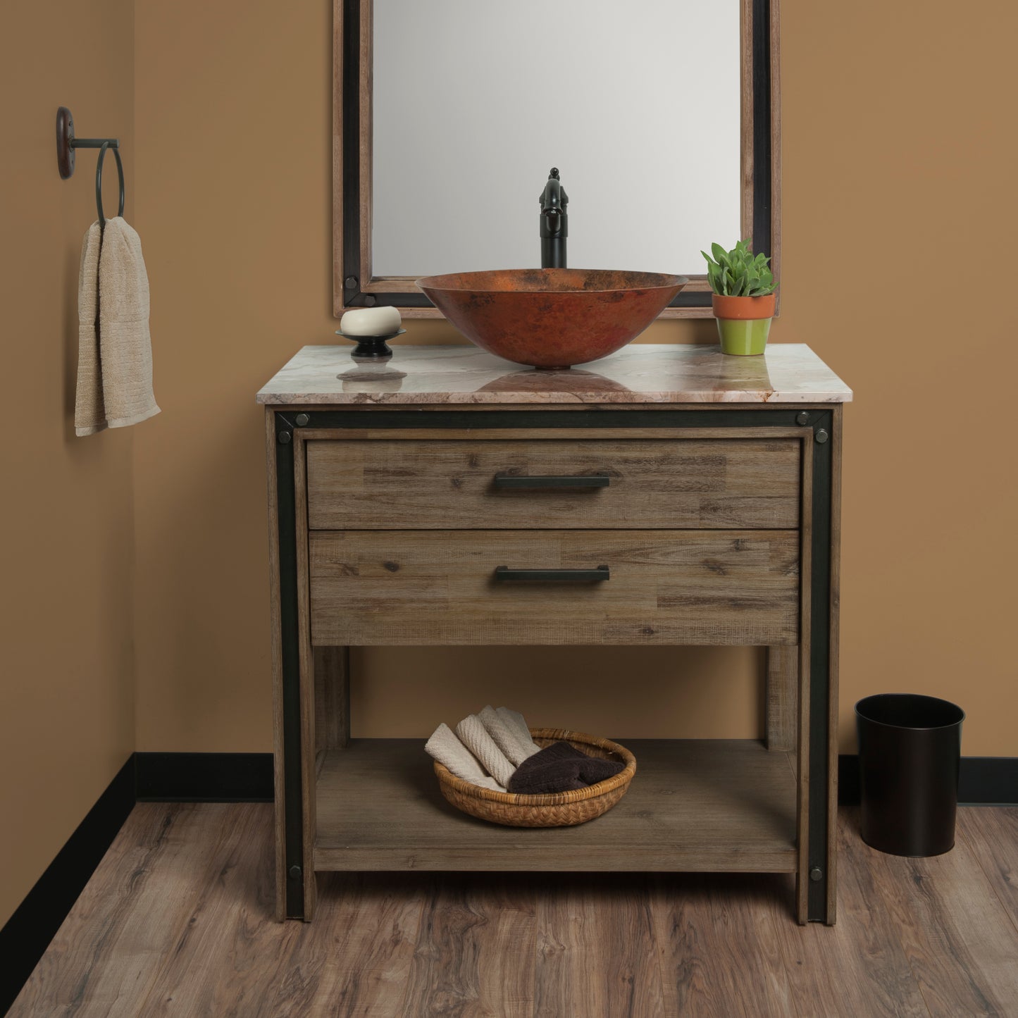 Oval Copper Bath Sink Set