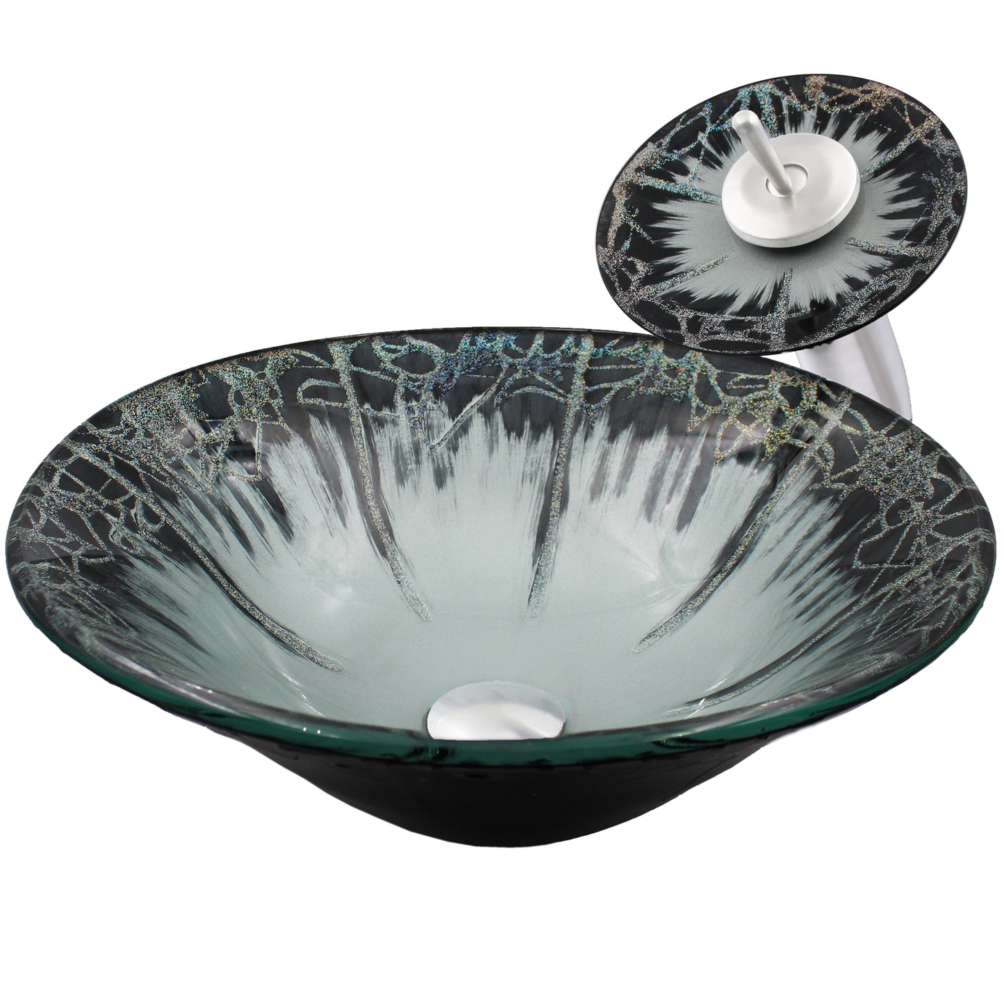 Artsy Hand Painted Textured Glass Bath Sink Combo Series NSFC-G19012001