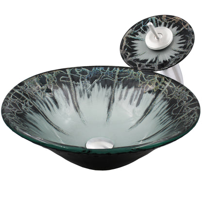 Artsy Hand Painted Textured Glass Bath Sink Combo Series NSFC-G19012001