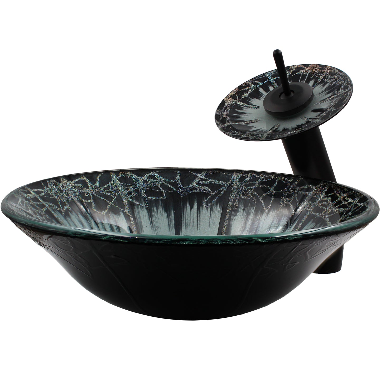 Artsy Hand Painted Textured Glass Bath Sink Combo Series NSFC-G19012001