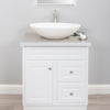 Glossy White Oval Porcelain Sink Set lifestyle