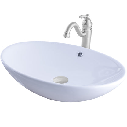 Glossy White Oval Porcelain Sink Set