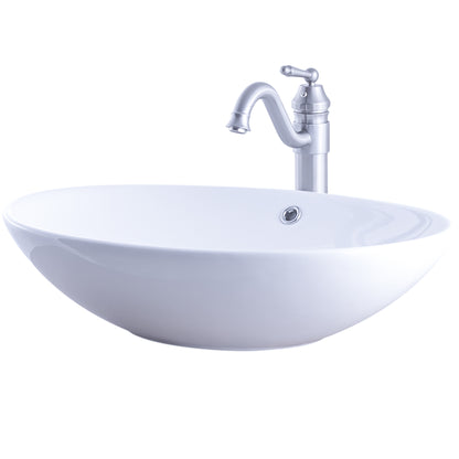 Glossy White Oval Porcelain Sink Set