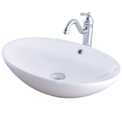 Glossy White Oval Porcelain Sink Set