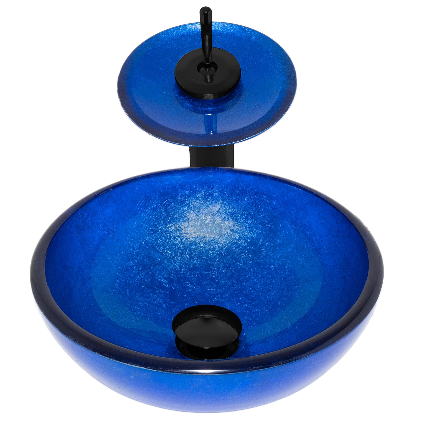 Mini 12" Blue Foiled Glass Vessel Sink Combo Series NSFC-S132-1217003