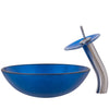 Blue Foil Painted Glass Vessel Sink with Matching Faucet, Drain and Mounting Ring