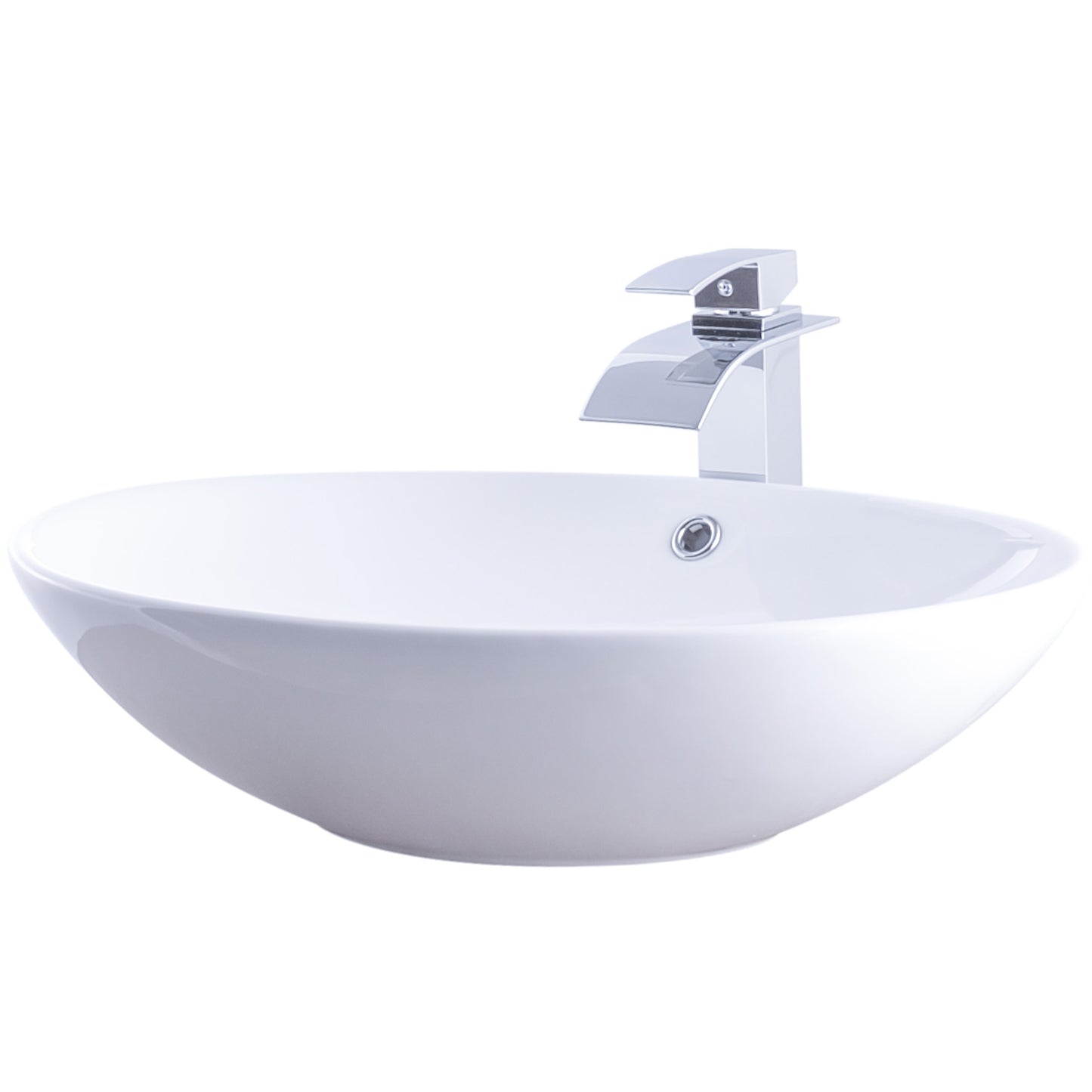 Oval Porcelain Sink Set with faucet and drain