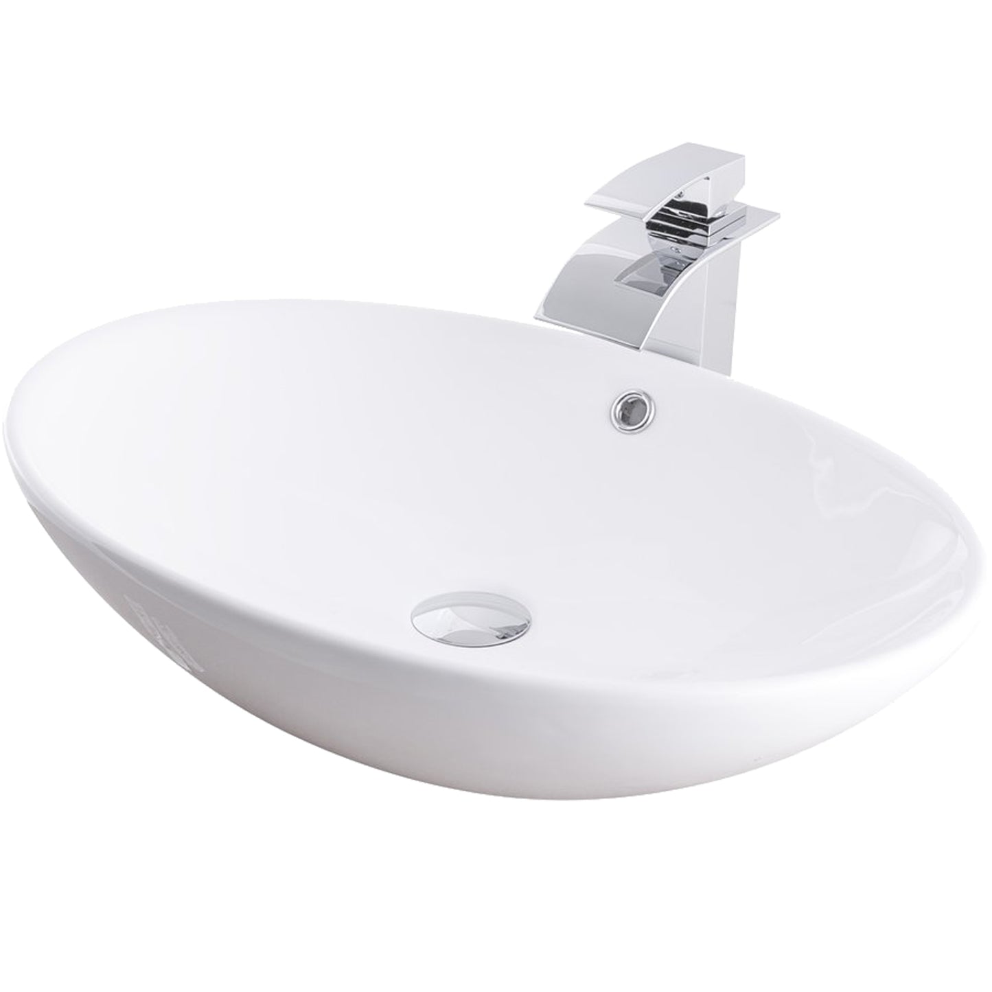 Oval Porcelain Sink Set with faucet and drain