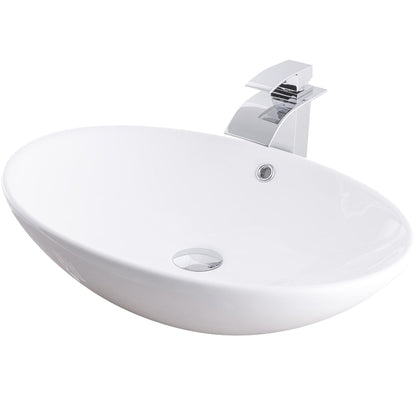 Oval Porcelain Sink Set with faucet and drain