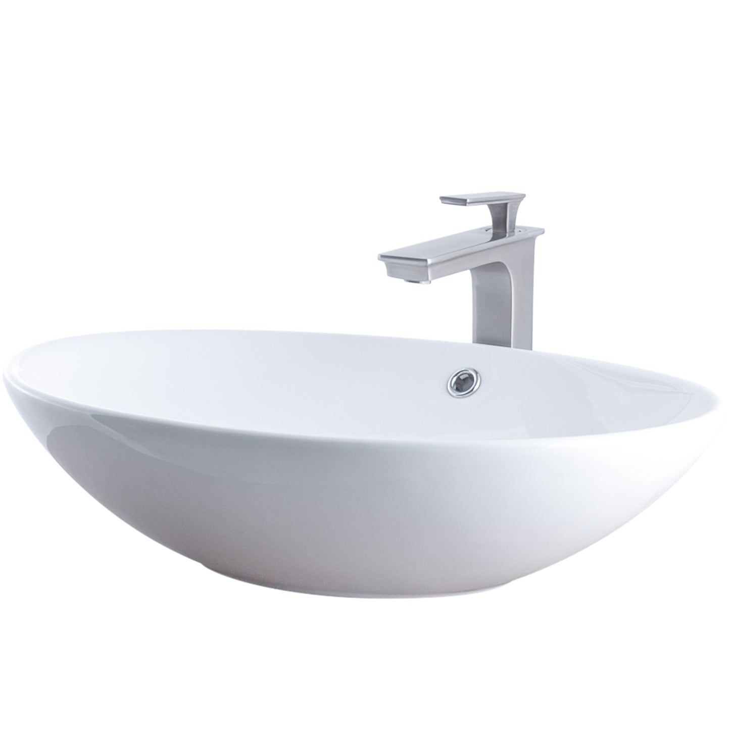 Oval Porcelain Sink Set with faucet and drain
