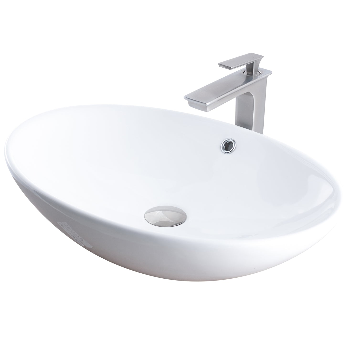 Oval Porcelain Sink Set with faucet and drain
