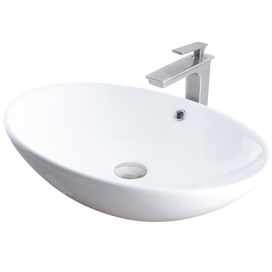 Oval Porcelain Sink Set with faucet and drain