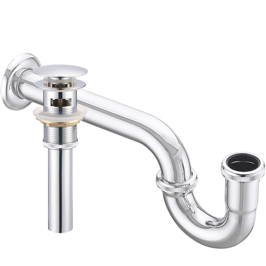 Solid Brass Pop-Up Drain with Overflow U-Shaped P-Trap, PUD-O-TRAP series