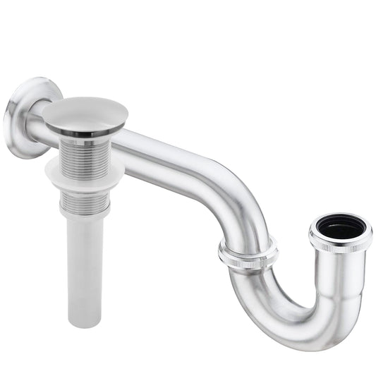 Solid Brass Pop-Up Drain No Overflow with U-Shaped P-Trap, PUD-TRAP series