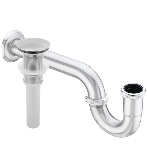 Solid Brass Pop-Up Drain No Overflow with U-Shaped P-Trap, PUD-TRAP series