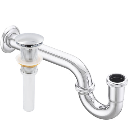Solid Brass Pop-Up Drain No Overflow with U-Shaped P-Trap, PUD-TRAP series