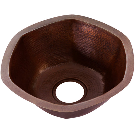 Hexagon Hammered Copper Bar Sink, TCB-004AN