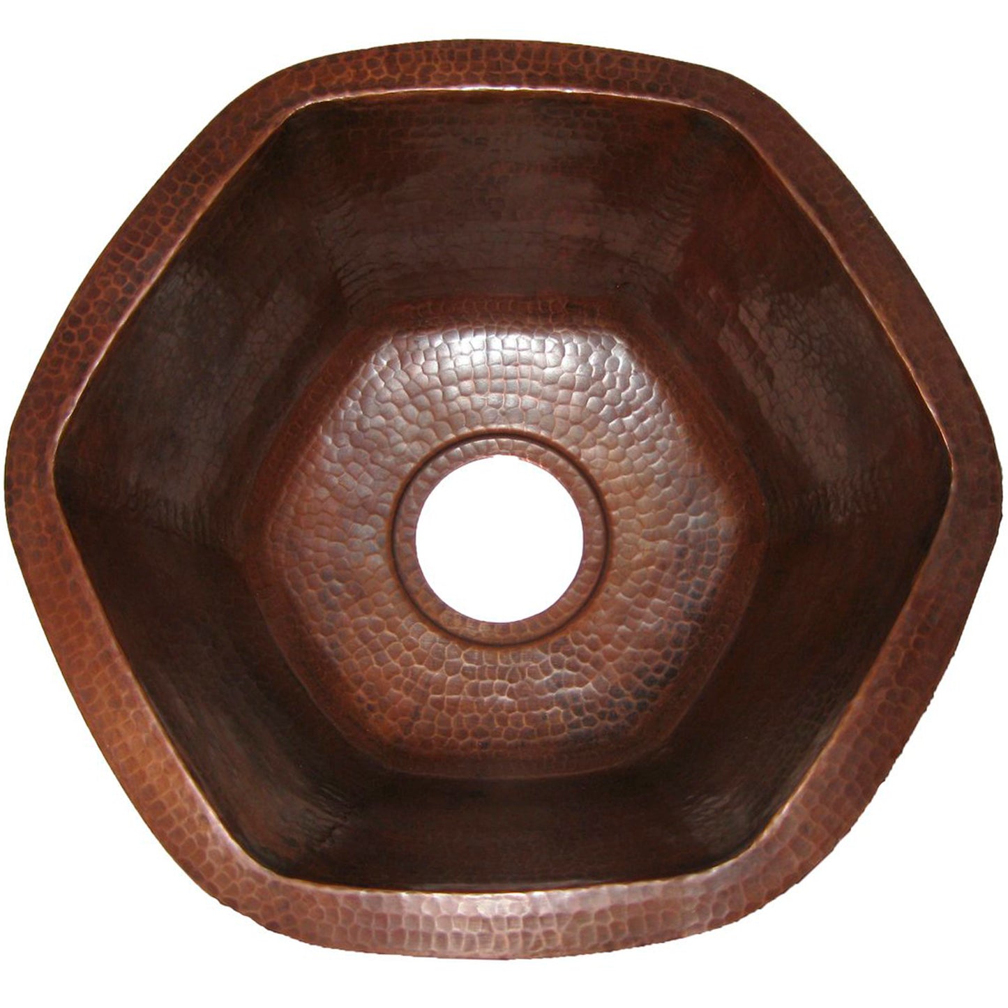 Hexagon Hammered Copper Bar Sink, TCB-004AN