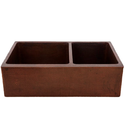 Farmhouse 60/40 Copper Kitchen Sink, TCK-005AN
