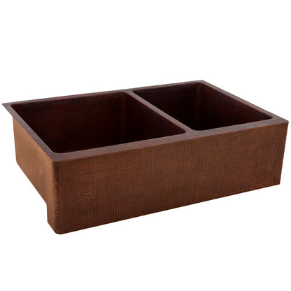 Farmhouse 60/40 Copper Kitchen Sink, TCK-005AN