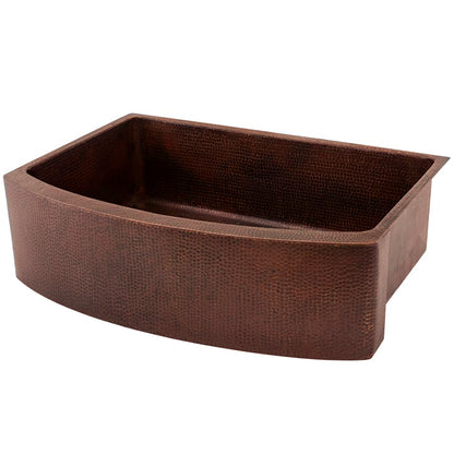 Curved Front Copper Kitchen Sink, TCK-008AN