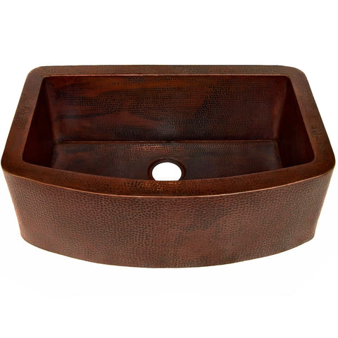 curved farmhouse copper kitchen sink