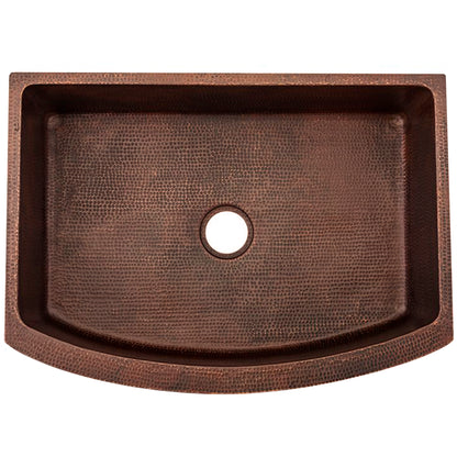Curved Front Copper Kitchen Sink, TCK-008AN