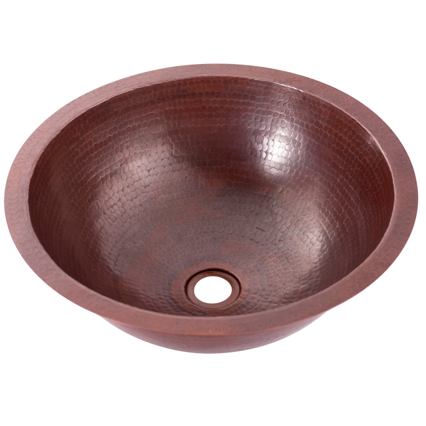 round hand hammered copper sink