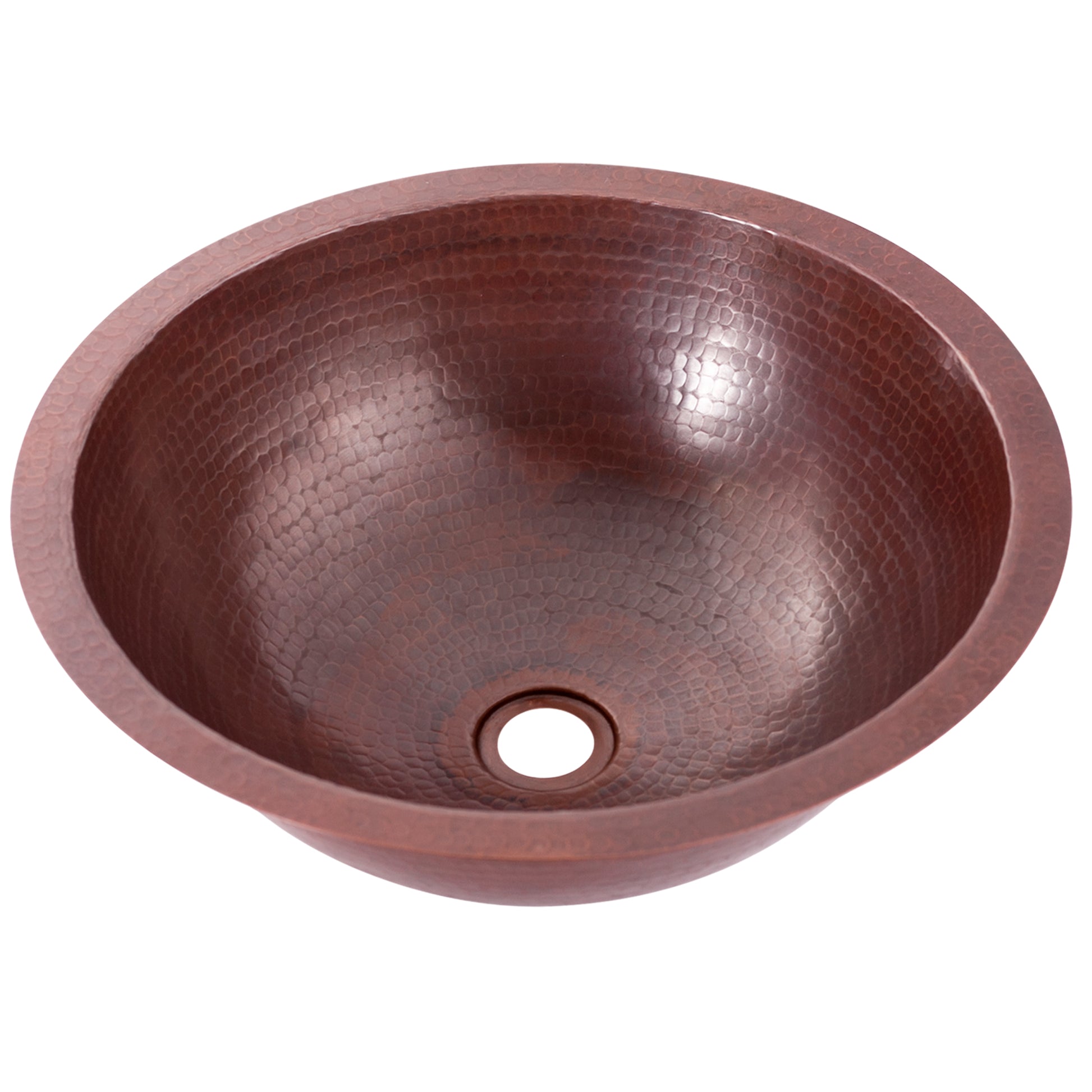 round hand hammered copper sink