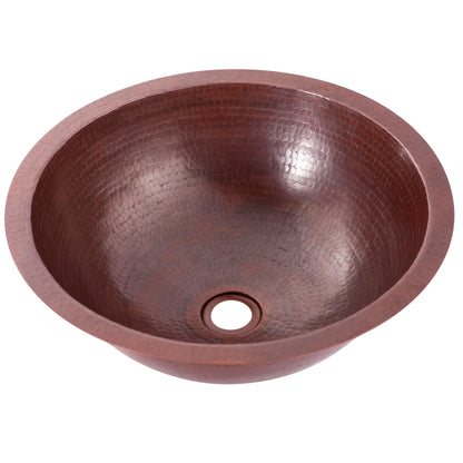 round hand hammered copper sink