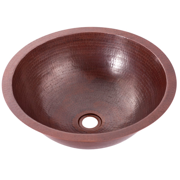 round hand hammered copper sink