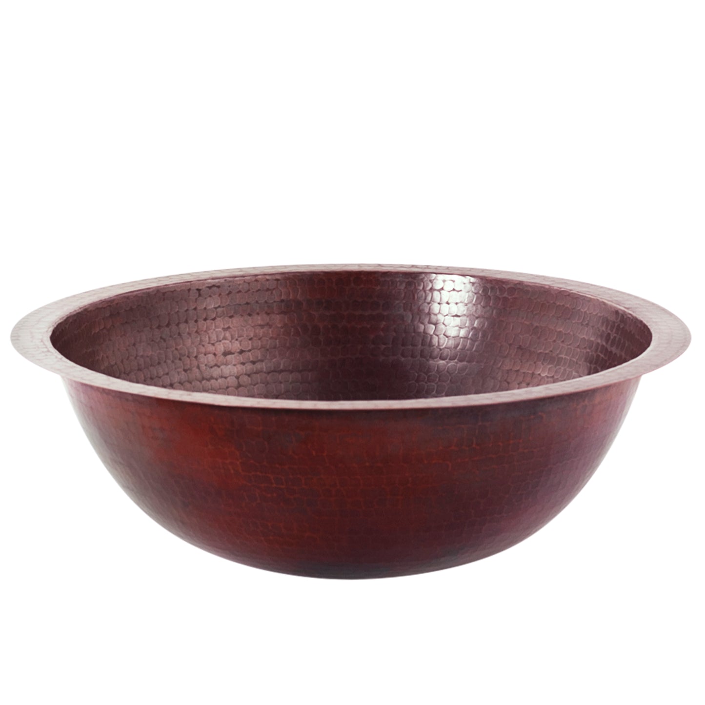 round hand hammered copper sink