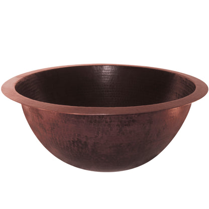 round hand hammered copper sink